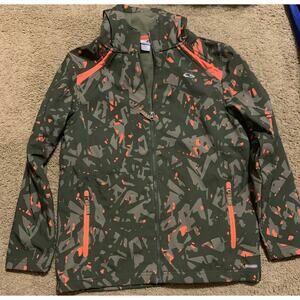 Champion Zip Up W/ Hoodie Dark Green Light Green & Orange Boys Size 16-18 XL